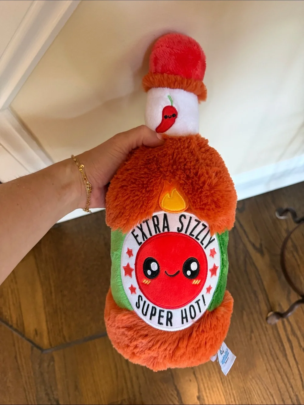 Kawaii 'Extra Sizzly Super Hot' Plush Bottle Toy - Red, Orange, Green
